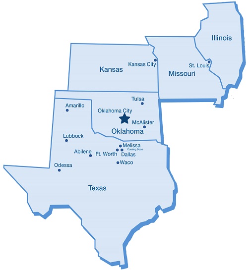 Service areas of Kirby Smith